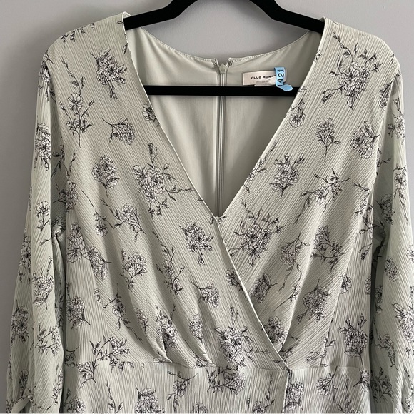 CLUB MONACO Pitched Sleeve Floral Mini Dress Size 12 - Picture 7 of 14